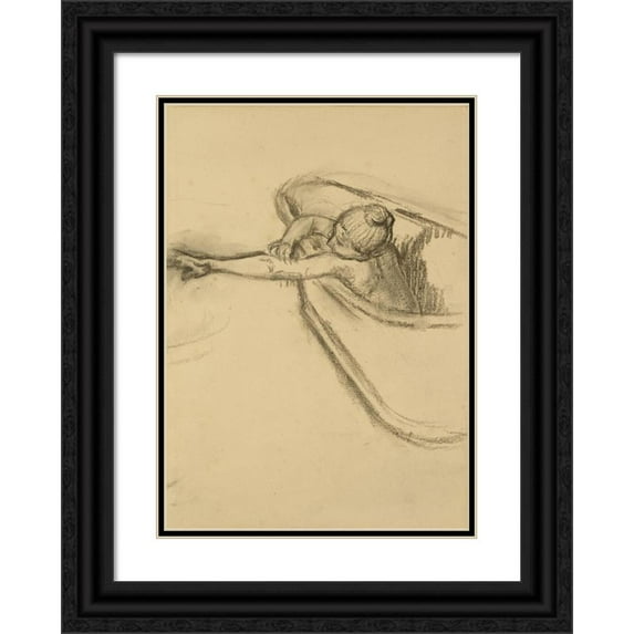 Edgar Degas 11x14 Black Ornate Wood Framed Double Matted Museum Art Print Titled: Woman in the Bath Drying Her Arm (1880S or 1890s)
