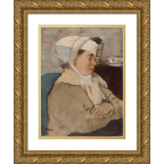 Edgar Degas 11x14 Gold Ornate Wood Frame and Double Matted Museum Art Print Titled - Woman with a Bandage (Between 1872 and 1873)