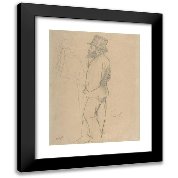 Edgar Degas 12x14 Black Modern Framed Museum Art Print Titled - Edouard Manet at the Races (ca. 1865)