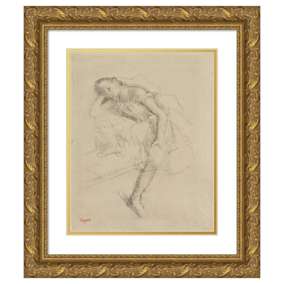 Edgar Degas 12x14 Gold Ornate Wood Frame and Double Matted Museum Art Print Titled - Dancer at Rest (C. 1895)