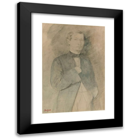 Edgar Degas 13x18 Black Modern Framed Museum Art Print Titled - Portrait D’Homme (Adelchi Morbilli) (About 1862)