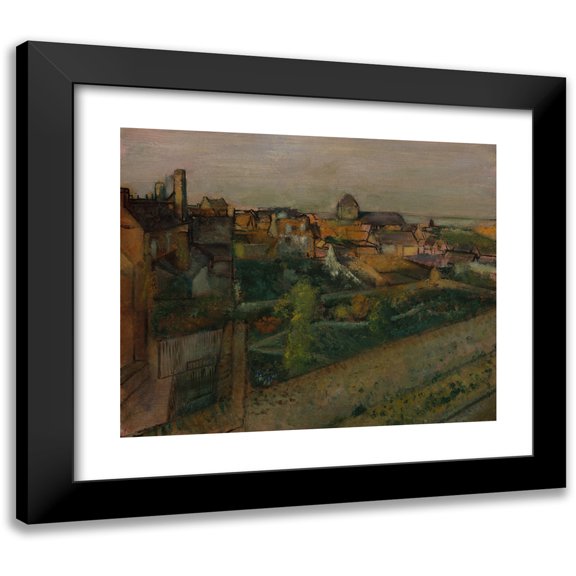 Edgar Degas 14x12 Black Modern Framed Museum Art Print Titled - View of Saint-Valery-Sur-Somme (1896-98)