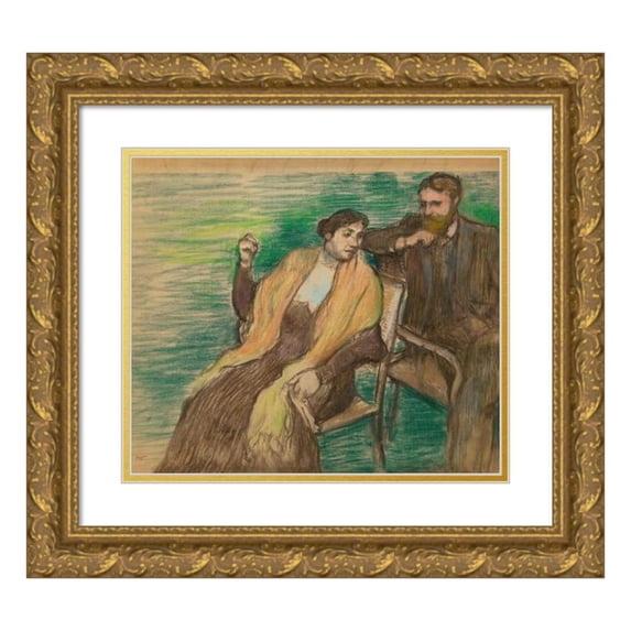 Edgar Degas 17x15 Gold Ornate Wood Frame and Double Matted Museum Art Print Titled - Sketch for a Portrait of M. and Mme. Louis Rouart (1904)