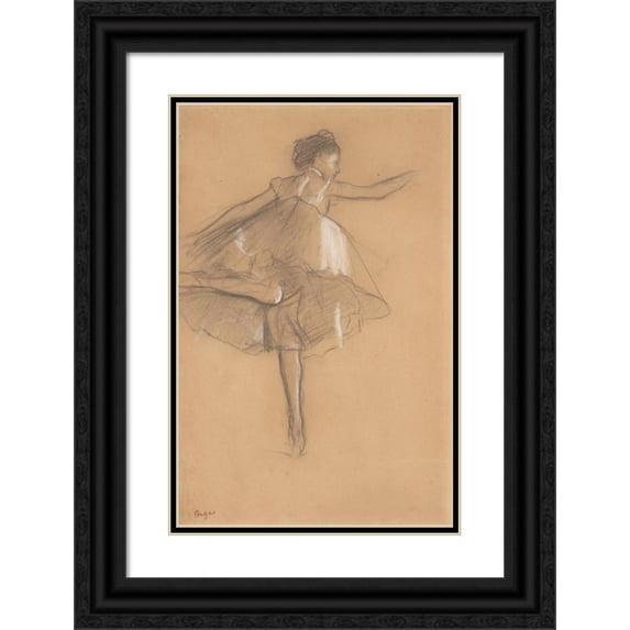 Edgar Degas 17x24 Black Ornate Framed Double Matted Museum Art Print Titled: Dancer on Pointe (ca. 1878)