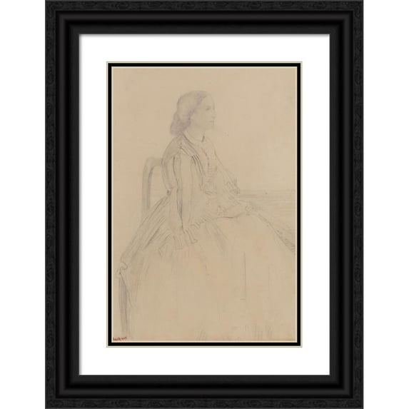 Edgar Degas 17x24 Black Ornate Framed Double Matted Museum Art Print Titled: Woman Sitting