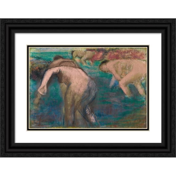 Edgar Degas 18x14 Black Ornate Wood Framed Double Matted Museum Art Print Titled - Women in a Bath (circa 1890-9)