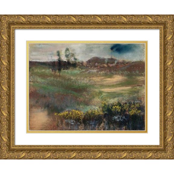 Edgar Degas 18x14 Gold Ornate Wood Frame and Double Matted Museum Art Print Titled - Landscape with Smokestacks (1890-1893)