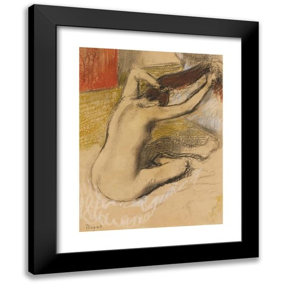 Edgar Degas 19x24 Black Modern Framed Museum Art Print Titled - Woman Painting Herself (1889-92)