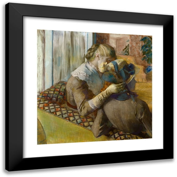 Edgar Degas 20x20 Black Modern Framed Museum Art Print Titled - At the Milliner's (1881)