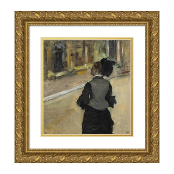 Edgar Degas 20x21 Gold Ornate Framed and Double Matted Museum Art Print Titled - Woman Viewed from Behind (Visit to a Museum) (C. 1879-1885)