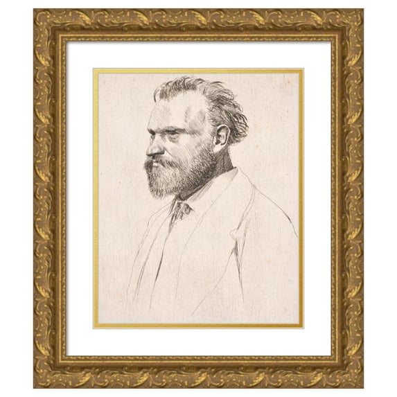 Edgar Degas 20x24 Gold Ornate Framed and Double Matted Museum Art Print Titled - Edouard Manet. Bust-Lenght Portrait (1859 - 1862)