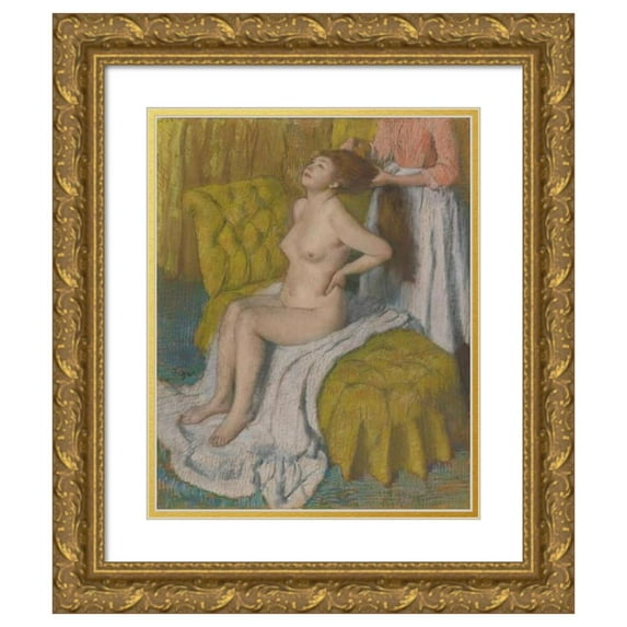 Edgar Degas 20x24 Gold Ornate Framed and Double Matted Museum Art Print Titled - Woman Having Her Hair Combed (ca. 1886-88)
