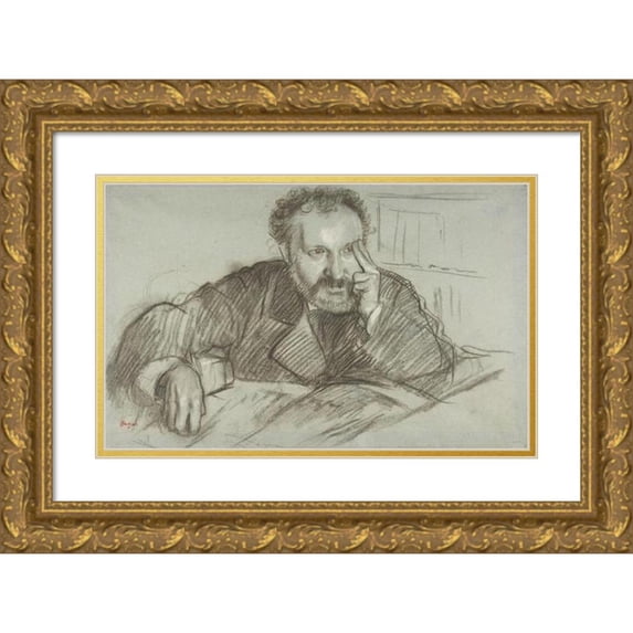 Edgar Degas 24x17 Gold Ornate Framed and Double Matted Museum Art Print Titled - Edmond Duranty (1833-1880) (1879)
