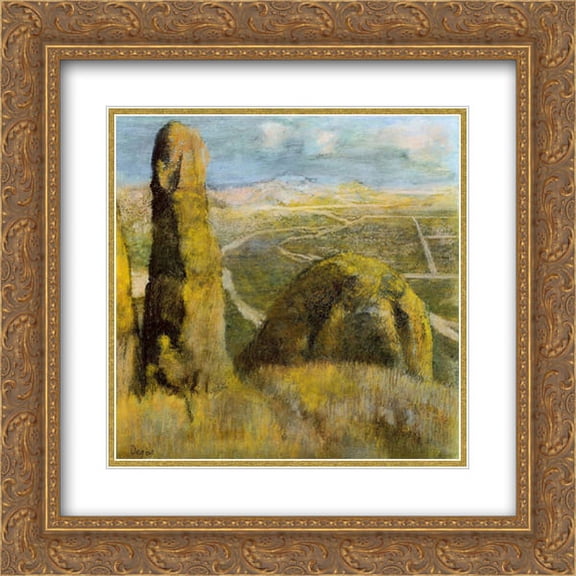 Edgar Degas 2x Matted 20x20 Gold Ornate Framed Art Print 'Landscape'