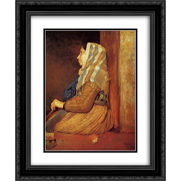 Edgar Degas 2x Matted 20x24 Black Ornate Framed Art Print 'A Roman Beggar Woman'