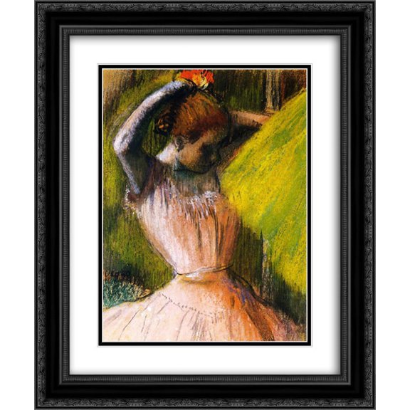 Edgar Degas 2x Matted 20x24 Black Ornate Framed Art Print 'Dancer arranging her hair'