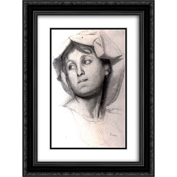 Edgar Degas 2x Matted 20x24 Black Ornate Framed Art Print 'Head of a Young Roman Girl'