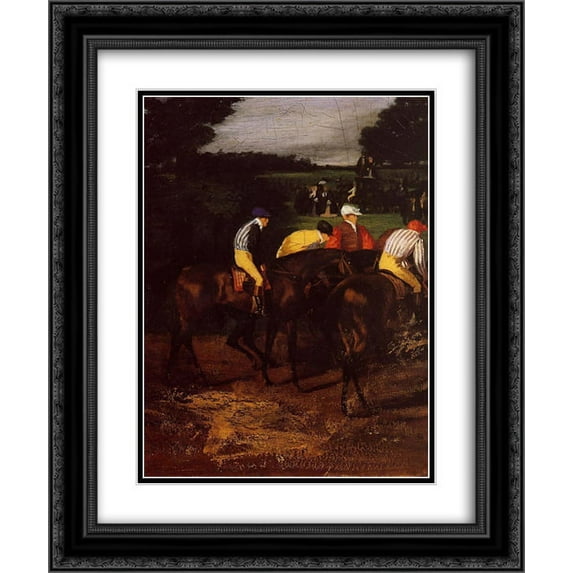 Edgar Degas 2x Matted 20x24 Black Ornate Framed Art Print 'Jockeys at Epsom'