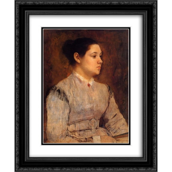 Edgar Degas 2x Matted 20x24 Black Ornate Framed Art Print 'Portrait of a Young Woman'