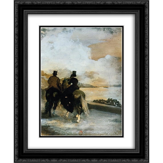 Edgar Degas 2x Matted 20x24 Black Ornate Framed Art Print 'Two Riders by a Lake'