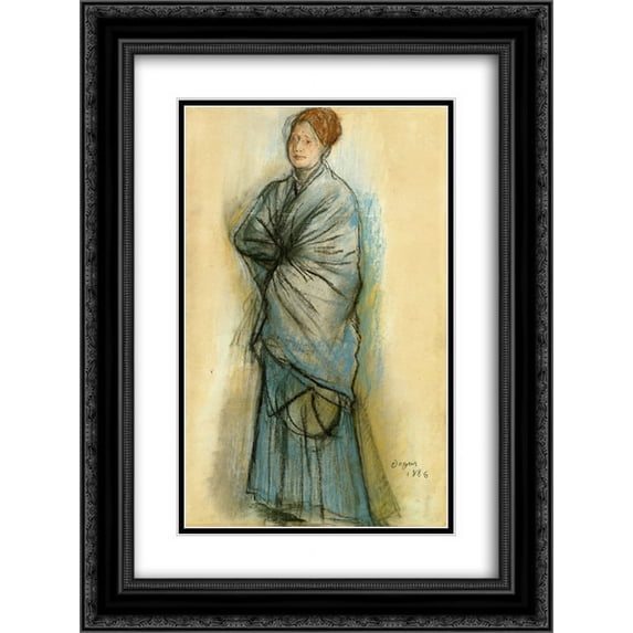Edgar Degas 2x Matted 20x24 Black Ornate Framed Art Print 'Woman in Blue (Portrait of Mlle. Helene Rouart)'