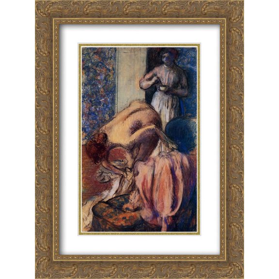 Edgar Degas 2x Matted 20x24 Gold Ornate Framed Art Print 'Breakfast after Bathing'