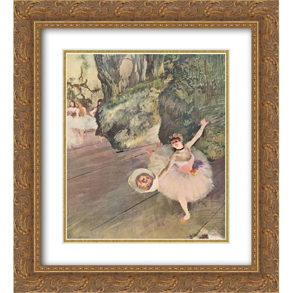 Edgar Degas 2x Matted 20x24 Gold Ornate Framed Art Print 'Dancer with a bouquet of flowers (The Star of the ballet)'