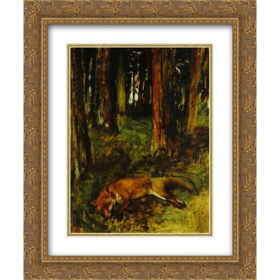 Edgar Degas 2x Matted 20x24 Gold Ornate Framed Art Print 'Dead fox lying in the Undergrowth'