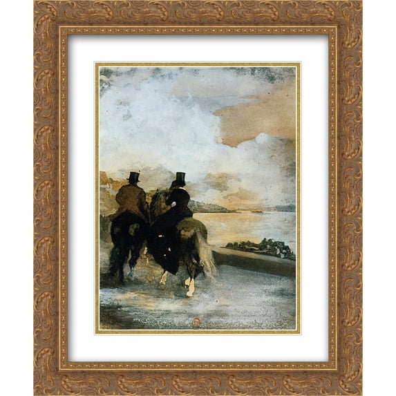 Edgar Degas 2x Matted 20x24 Gold Ornate Framed Art Print 'Two Riders by a Lake'