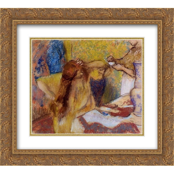 Edgar Degas 2x Matted 22x20 Gold Ornate Framed Art Print 'Woman at Her Toilette'