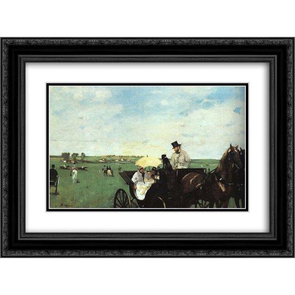 Edgar Degas 2x Matted 24x18 Black Ornate Framed Art Print 'At the Races in the Country'