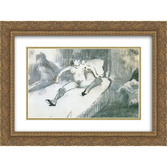 Edgar Degas 2x Matted 24x18 Gold Ornate Framed Art Print 'Rest on the bed'