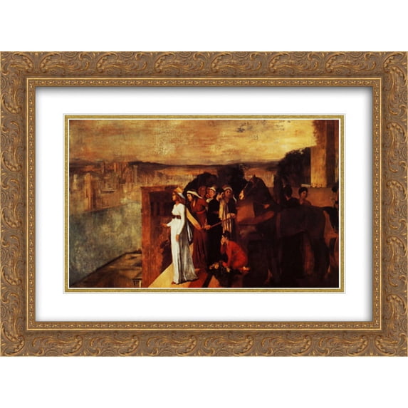 Edgar Degas 2x Matted 24x18 Gold Ornate Framed Art Print 'Semiramis Building Babylon'