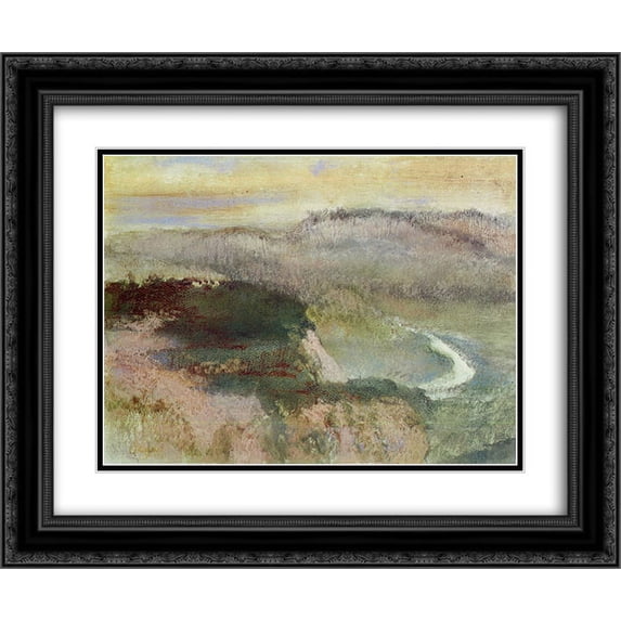 Edgar Degas 2x Matted 24x20 Black Ornate Framed Art Print 'Landscape with Hills'