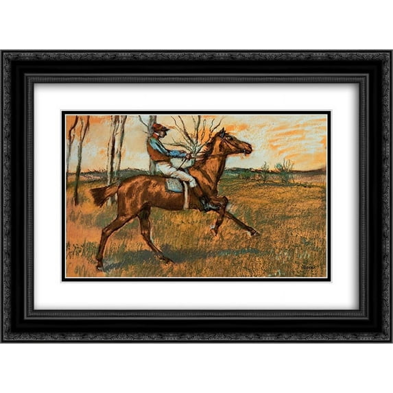 Edgar Degas 2x Matted 24x20 Black Ornate Framed Art Print 'The Jockey'