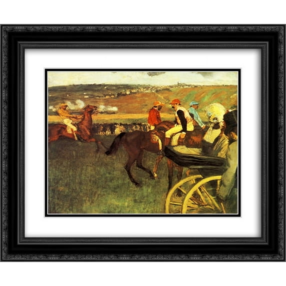 Edgar Degas 2x Matted 24x20 Black Ornate Framed Art Print 'The Racecourse, Amateur Jockeys'