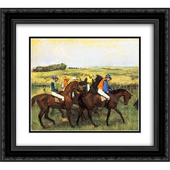 Edgar Degas 2x Matted 24x20 Black Ornate Framed Art Print 'The Racecourse'