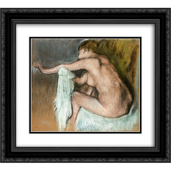 Edgar Degas 2x Matted 24x20 Black Ornate Framed Art Print 'Woman Drying her Arm'
