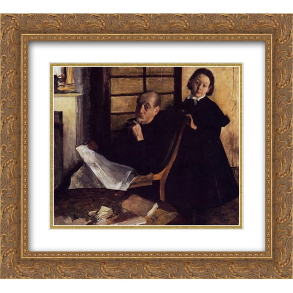 Edgar Degas 2x Matted 24x20 Gold Ornate Framed Art Print 'Henri De Gas and His Neice, Lucie Degas'