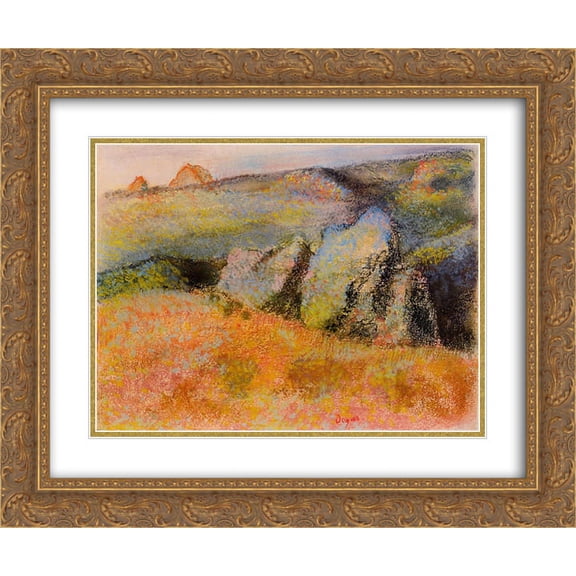 Edgar Degas 2x Matted 24x20 Gold Ornate Framed Art Print 'Landscape with Rocks'
