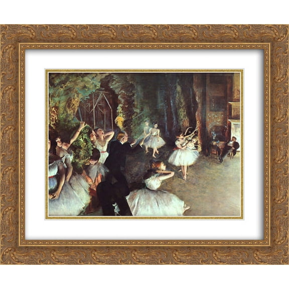 Edgar Degas 2x Matted 24x20 Gold Ornate Framed Art Print 'Rehearsal on the Stage'