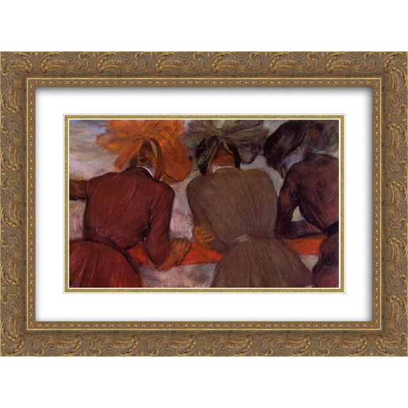 Edgar Degas 2x Matted 24x20 Gold Ornate Framed Art Print 'Women Leaning on a Railing'
