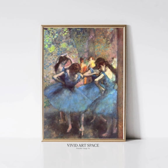 Edgar Degas Blue Dancers Wall Art Print, Unframed Paper Poster 24x36in