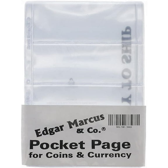 Edgar Marcus 4 Pocket Binder Pages for Modern U.S. Currency, 10 Pages
