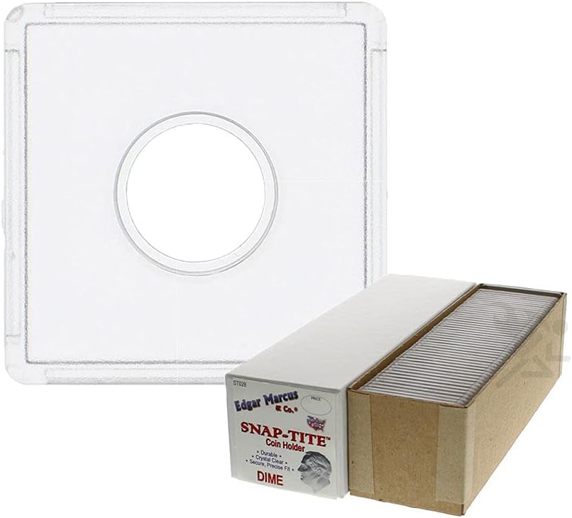 Edgar Marcus Snap-Tite 2x2 Plastic Coin Holders, 25 ct Box (Dime)