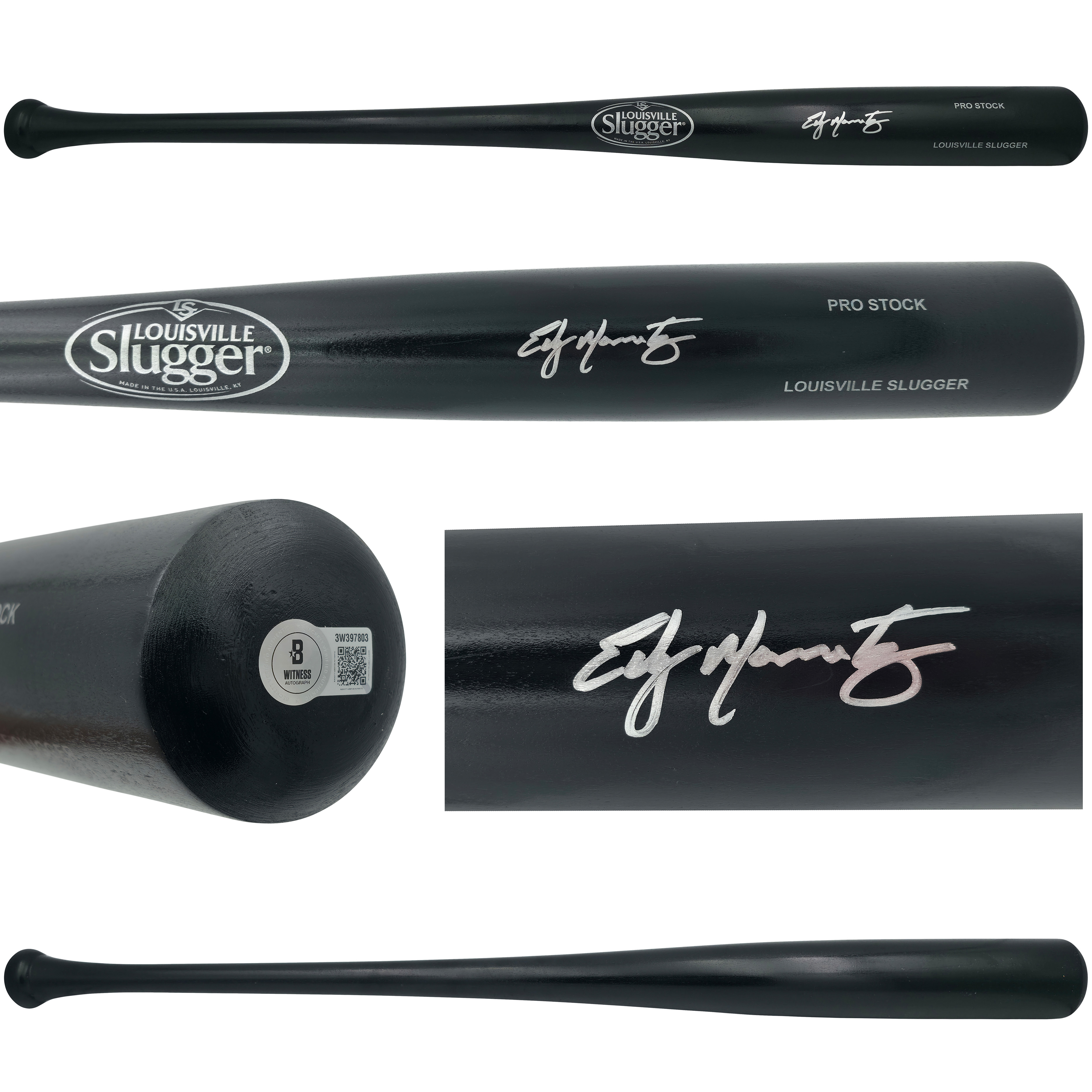 Edgar Martinez Autographed Black Louisville Slugger Pro Stock Baseball Bat Seattle Mariners Beckett BAS Witness 252588