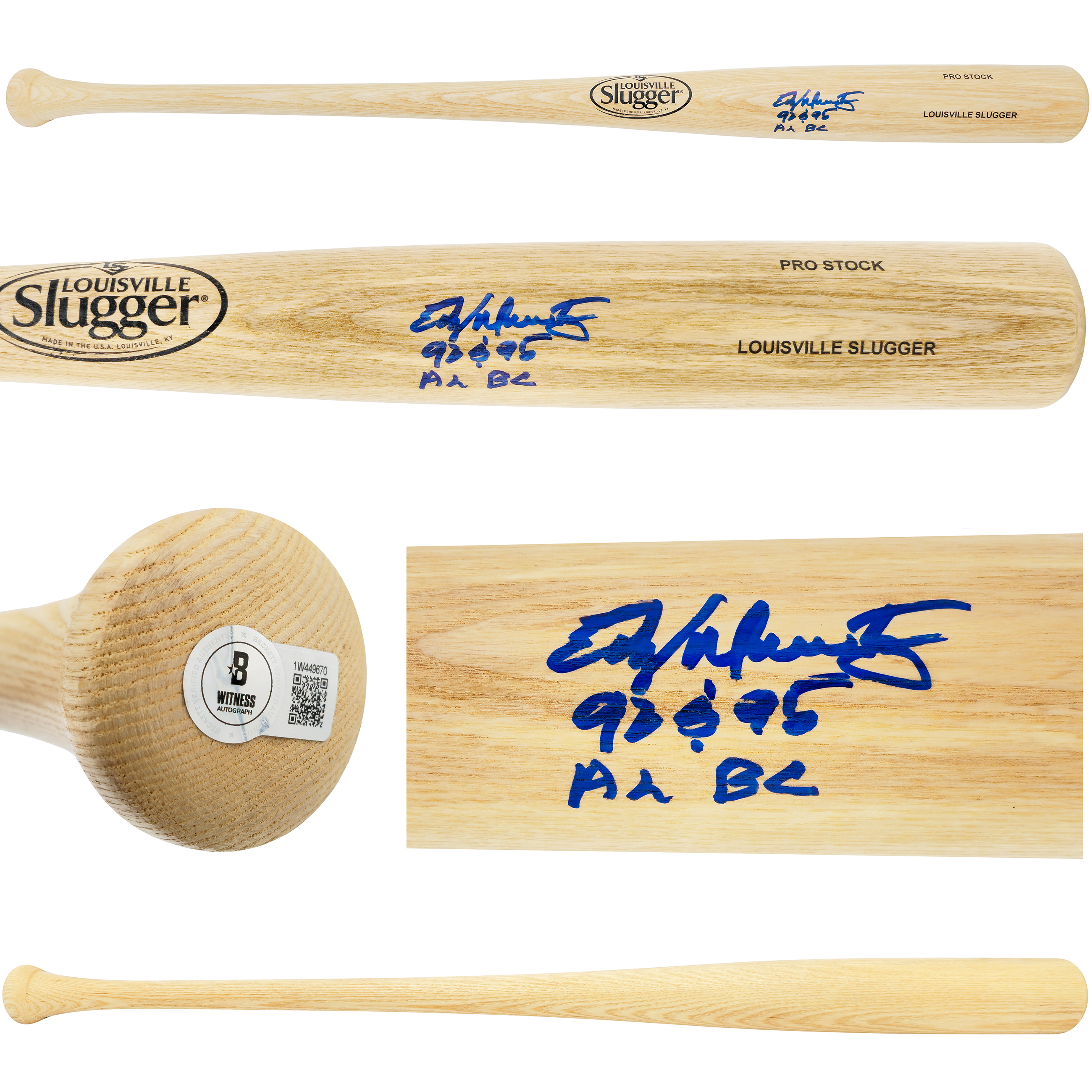 Edgar Martinez Autographed Blonde Louisville Slugger Pro Stock Baseball Bat Seattle Mariners "92 & 95 AL BC" Beckett BAS Witness 230597