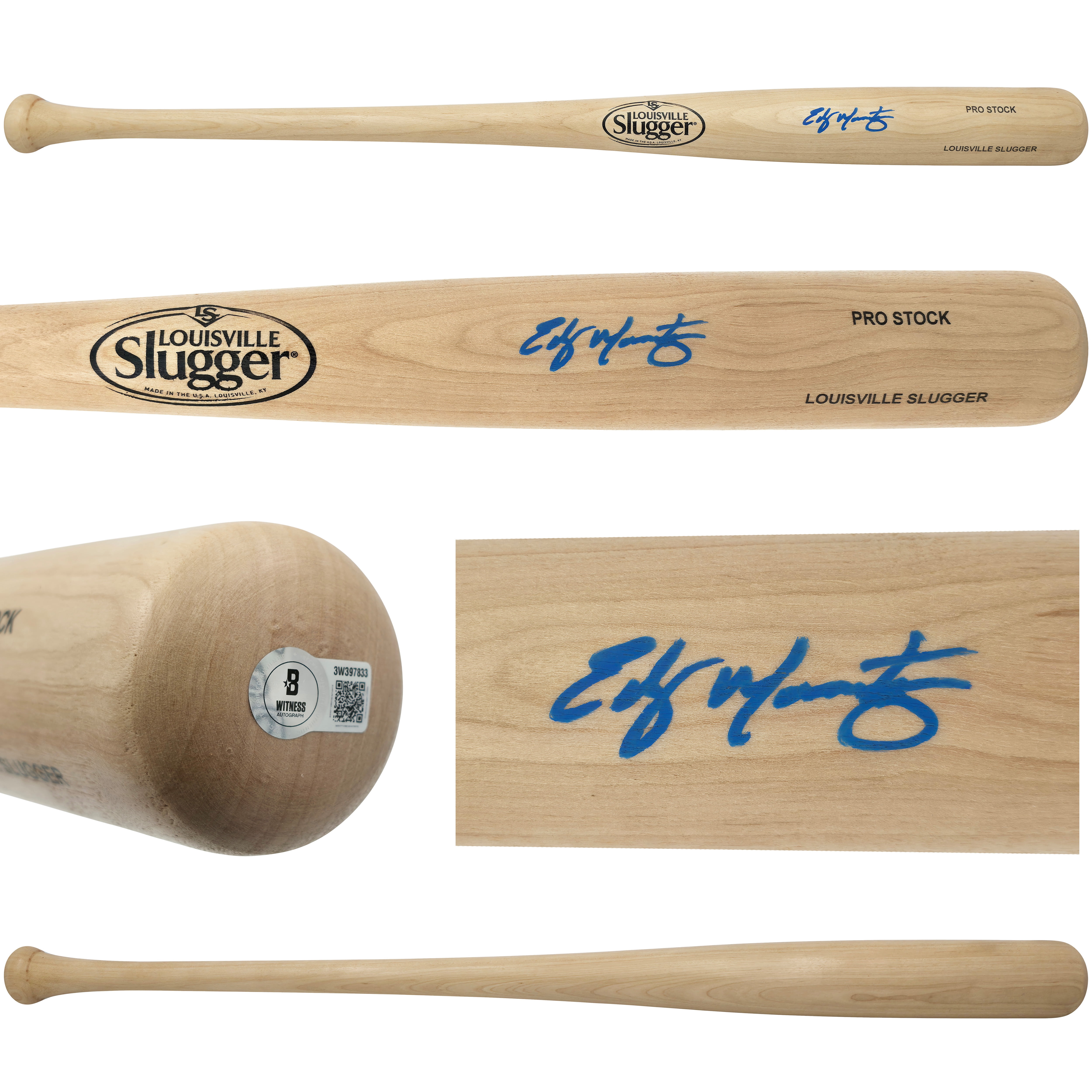 Edgar Martinez Autographed Blonde Louisville Slugger Pro Stock Baseball Bat Seattle Mariners Beckett BAS Witness 252589