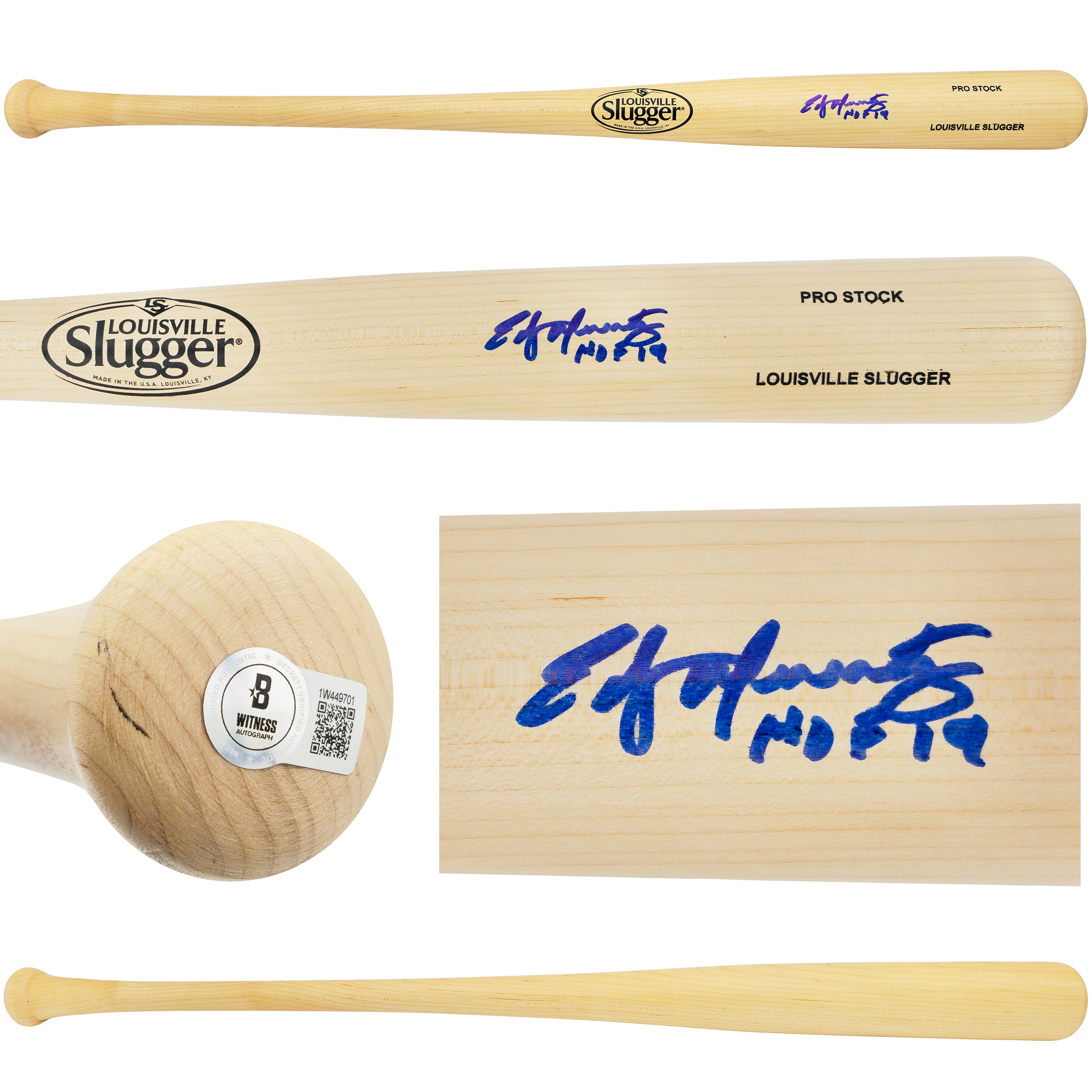 Edgar Martinez Autographed Blonde Louisville Slugger Pro Stock Baseball Bat Seattle Mariners "HOF 19" Beckett BAS Witness 230598