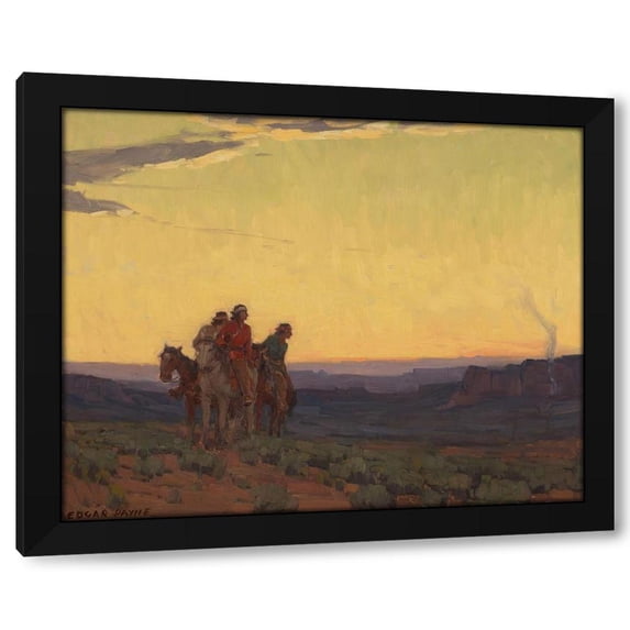 Edgar Payne 18x15 Black Modern Wood Framed Wall Art Titled - Burning of the Hogan